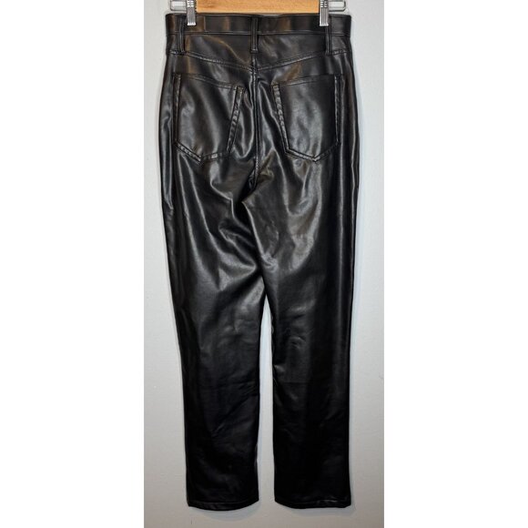 Abercrombie & Fitch 90s Straight Ultra High Rise Pleather Pants 27/4 Black Women - Picture 4 of 6